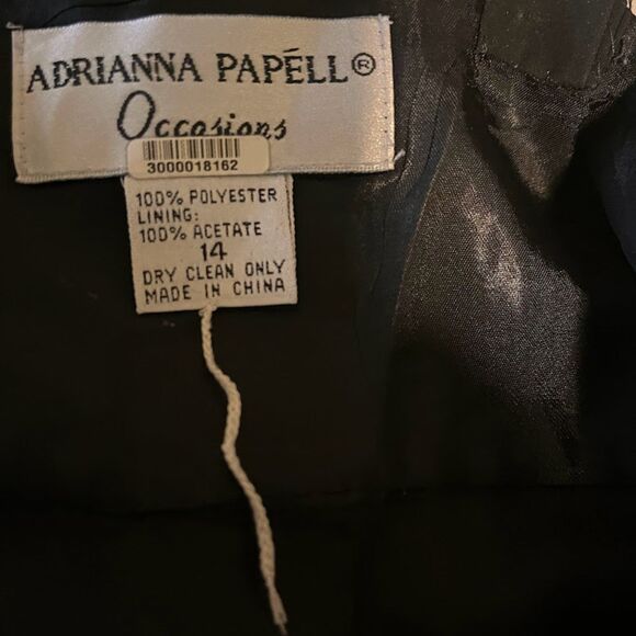 Adrianna Papell Occasions Gown 14 Black Chiffon Organza Bust Formal Retro Glam - Picture 6 of 9